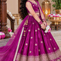 Charming Rani Pink Chinon Silk Embroidered Lehenga Choli with Dupatta for Girls