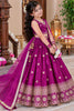 Charming Rani Pink Chinon Silk Embroidered Lehenga Choli with Dupatta for Girls
