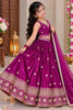 Charming Rani Pink Chinon Silk Embroidered Lehenga Choli with Dupatta for Girls