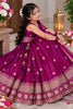Charming Rani Pink Chinon Silk Embroidered Lehenga Choli with Dupatta for Girls