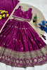 Charming Rani Pink Chinon Silk Embroidered Lehenga Choli with Dupatta for Girls