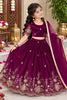 Elegant Wine Fendy Silk Floral Embroidered Lehenga Choli with Dupatta for Girls