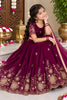 Elegant Wine Fendy Silk Floral Embroidered Lehenga Choli with Dupatta for Girls