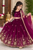 Elegant Wine Fendy Silk Floral Embroidered Lehenga Choli with Dupatta for Girls