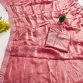 Elegant Peach Pink Space Silk Saree with Zarkan Diamond Work for Women