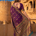 Royal Purple Baluchari Silk Saree with Zari Weaving Work for Women