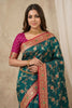 Stunning Teal Green Banarasi Silk Saree with and Meenakari Weaving for Women