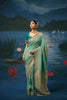 Exquisite Sea Green Dola Silk Designer Saree Handwork, Cut Dana, Beads Work for Women