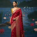 Regal Maroon Dola Silk Designer Saree  Handwork Cut Dana Beads Work for Women