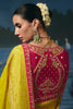 Vibrant Lime Yellow Dola Silk Saree with Handwork Cut Dana Beads Work for Women