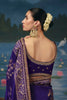 Premium Purple Dola Silk Saree Handwork, Cut Dana, Beads Work for Women