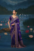 Premium Purple Dola Silk Saree Handwork, Cut Dana, Beads Work for Women