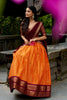 Captivating Orange and Maroon Kanchipuram Silk Designer Lehenga Choli with Gold Zari Weaving Work