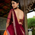 Captivating Orange and Maroon Kanchipuram Silk Designer Lehenga Choli with Gold Zari Weaving Work