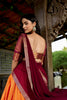 Captivating Orange and Maroon Kanchipuram Silk Designer Lehenga Choli with Gold Zari Weaving Work