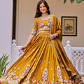 Regal Mustard Yellow Vichitra Silk Designer Lehenga Choli with Elephant Embroidery