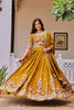 Regal Mustard Yellow Vichitra Silk Designer Lehenga Choli with Elephant Embroidery