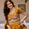 Regal Mustard Yellow Vichitra Silk Designer Lehenga Choli with Elephant Embroidery
