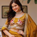 Regal Mustard Yellow Vichitra Silk Designer Lehenga Choli with Elephant Embroidery