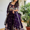 Majestic Dark Purple Vichitra Silk Designer Lehenga Choli with Elephant Embroidery