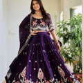 Majestic Dark Purple Vichitra Silk Designer Lehenga Choli with Elephant Embroidery