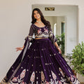 Majestic Dark Purple Vichitra Silk Designer Lehenga Choli with Elephant Embroidery