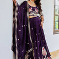 Majestic Dark Purple Vichitra Silk Designer Lehenga Choli with Elephant Embroidery