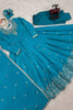Exquisite Sky Blue American Silk Embroidered Designer Anarkali Suit for Women