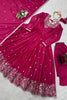 Captivating Rani Pink American Silk Embroidered Designer Anarkali Suit with Dupatta for Women