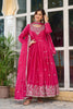 Captivating Rani Pink American Silk Embroidered Designer Anarkali Suit with Dupatta for Women