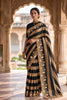 Elegant Black Salsa Silk Saree Golden Embroidery Work and Cutwork Border for Women