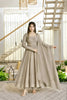 Elegant Beige Salsa Silk Designer Anarkali Suit with Crush Work and Dupatta for Women