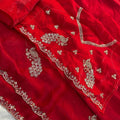 Regal Red Fendy Satin Silk Saree with Sequin Cut Dana Embroidery Work for Women