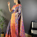 Regal Blue Kanjivaram Tissue Silk Saree Jacquard Work for Women