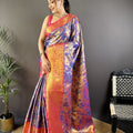 Regal Blue Kanjivaram Tissue Silk Saree Jacquard Work for Women