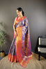 Regal Blue Kanjivaram Tissue Silk Saree Jacquard Work for Women