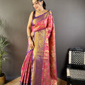 Exquisite Rani Pink Kanjivaram Tissue Silk Saree Jacquard Work for Women