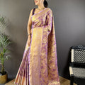 Stylish Lavender Kanjivaram Tissue Silk Saree Jacquard Work for Women