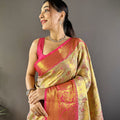 Radiant Yellow Kanjivaram Tissue Silk Saree Jacquard Work for Women
