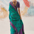 Vibrant Teal Green Kanjivaram Silk Saree Zari Weaving Work for Women