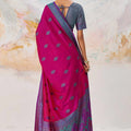 Striking Rani Pink Kanjivaram Silk Saree Zari Weaving Work for Women