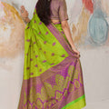 Radiant Parrot Green Kanjivaram Silk Saree Zari Weaving Work for Women
