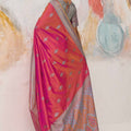 Graceful Pink Kanjivaram Silk Saree Zari Weaving Work for Women
