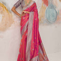 Graceful Pink Kanjivaram Silk Saree Zari Weaving Work for Women