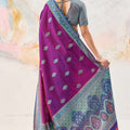 Royal Purple Kanjivaram Silk Saree Zari Weaving Work for Women