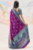 Royal Purple Kanjivaram Silk Saree Zari Weaving Work for Women