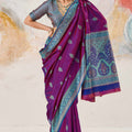 Royal Purple Kanjivaram Silk Saree Zari Weaving Work for Women