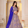 Majestic Royal Blue Brocade Designer Lehenga Choli with Jacquard and Weaving Work