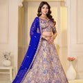 Majestic Royal Blue Brocade Designer Lehenga Choli with Jacquard and Weaving Work