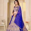 Majestic Royal Blue Brocade Designer Lehenga Choli with Jacquard and Weaving Work